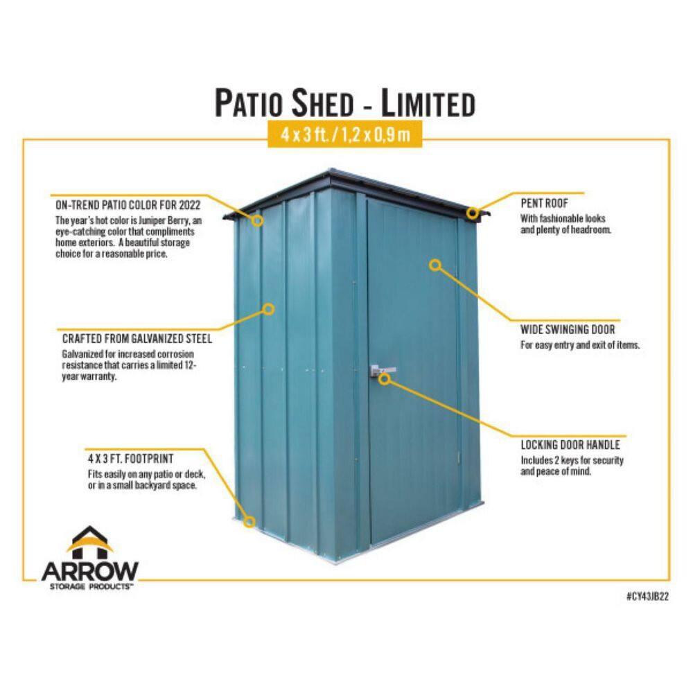 Arrow Spacemaker 4 ft. W x 3 ft. D Metal Vertical Storage Shed