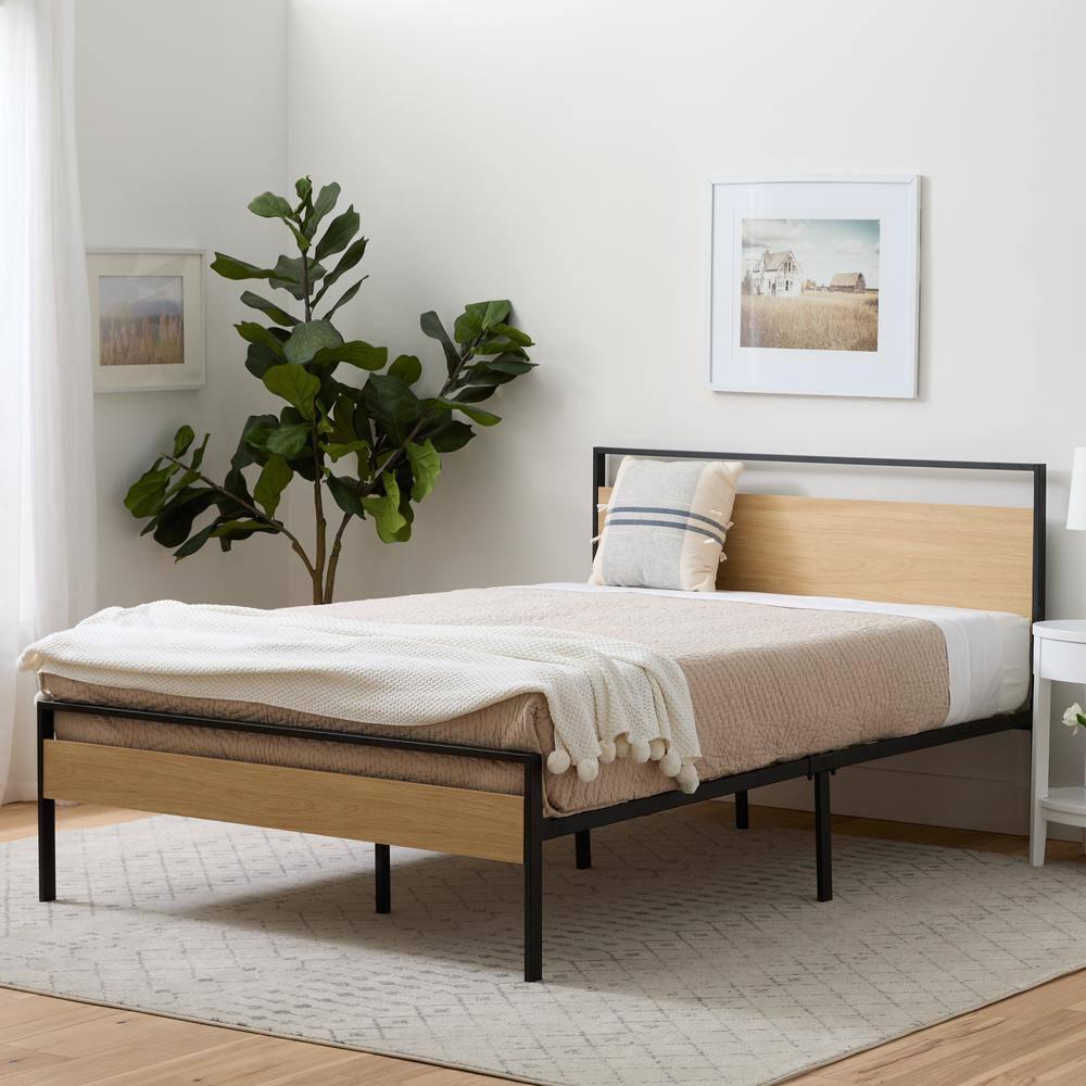 Nora Metal and Wood Platform Bed Frame - Brookside Home