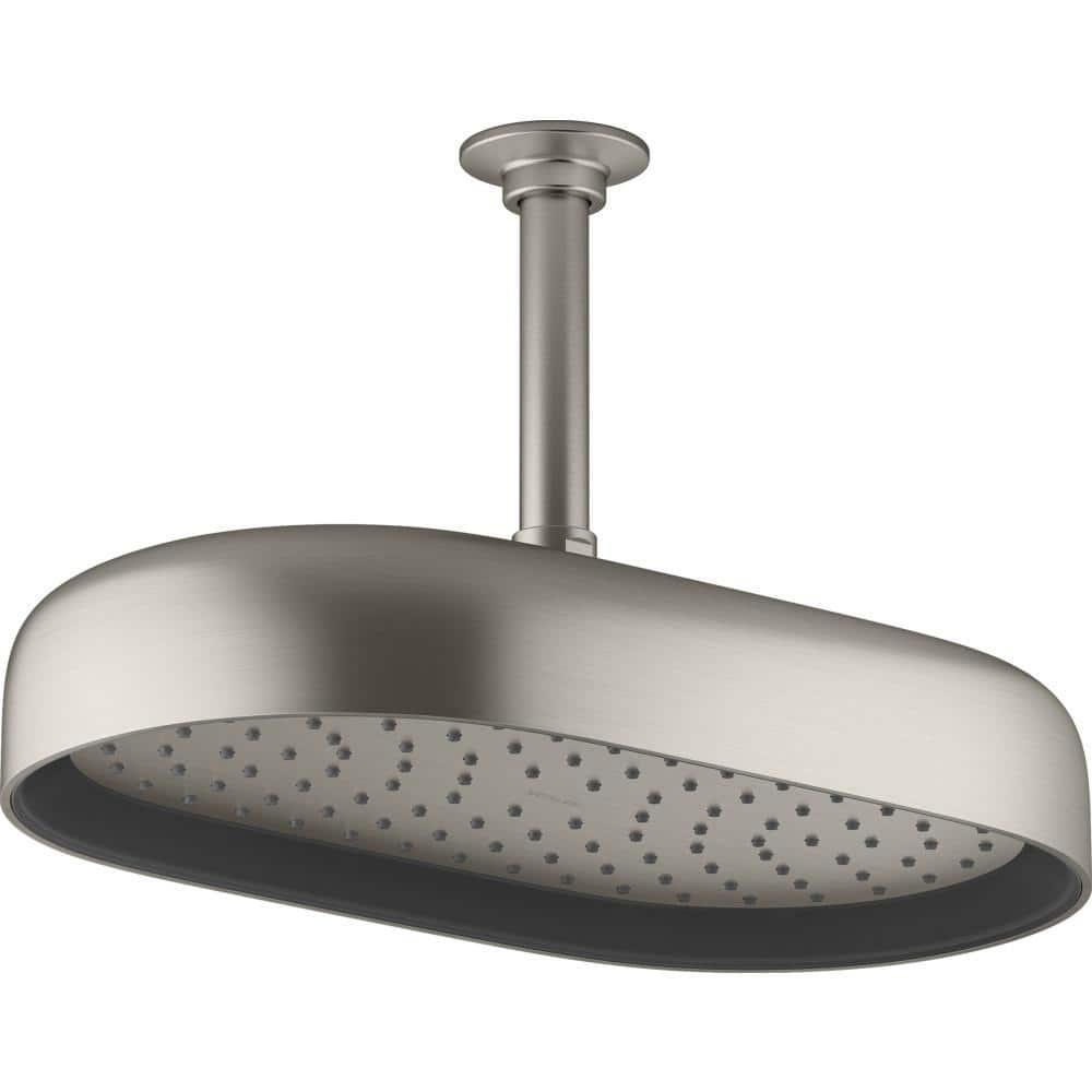 Statement 14" Single-Function Wall or Ceiling-Mount Round Rainhead, Oblong Rain Showerhead 2.5 GPM