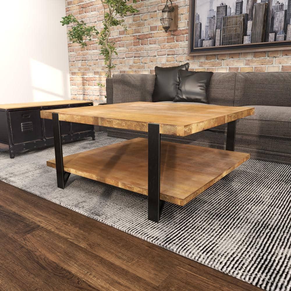 Industrial Wood Coffee Table Dark Brown - Olivia & May