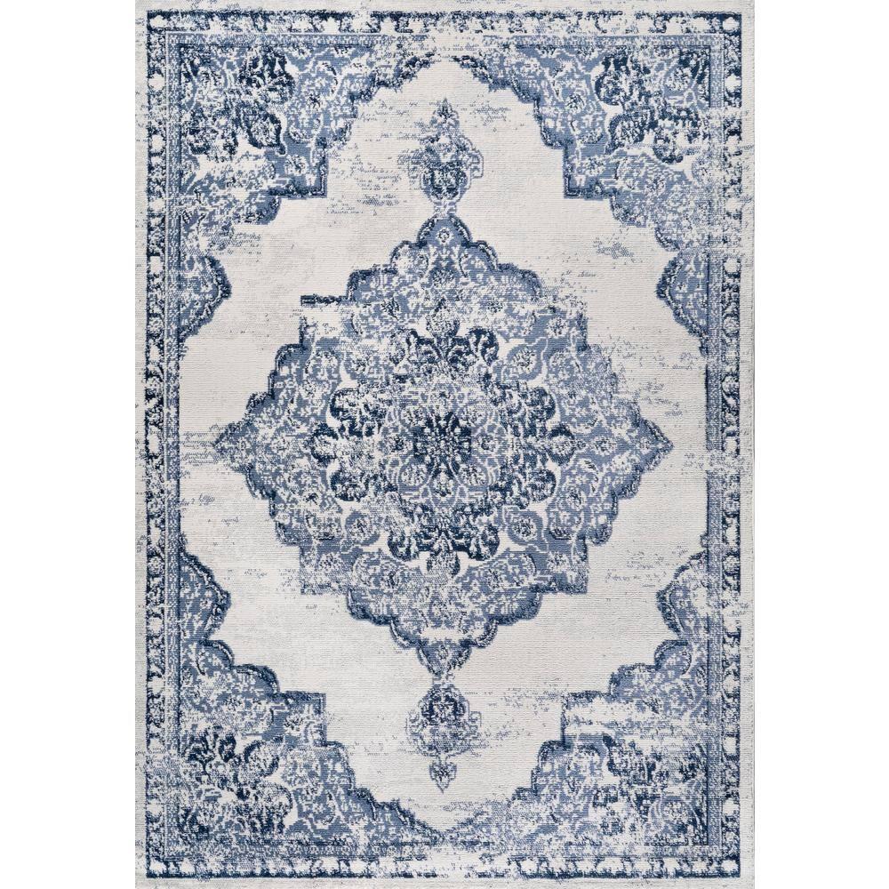 8'x10' Alhambra Ornate Medallion Modern Area Rug, Light Blue/Ivory - JONATHAN Y