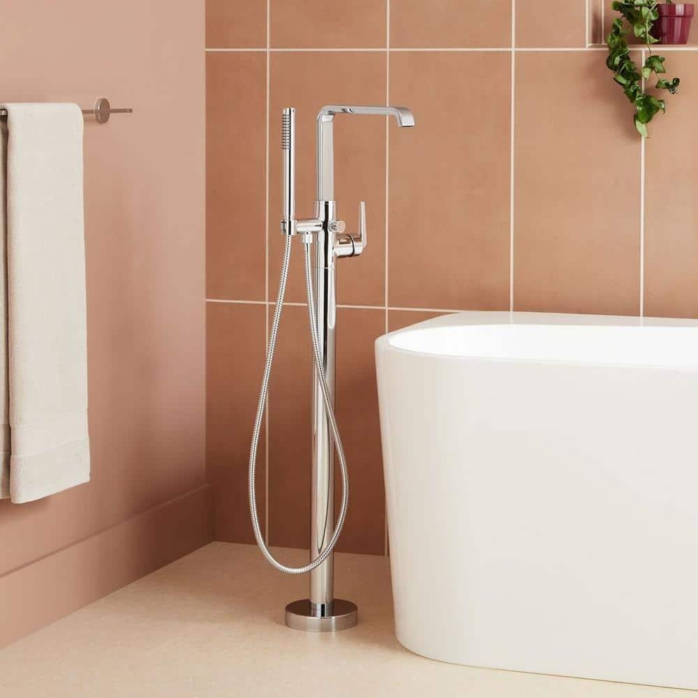 Drea Floor Mounted Tub Filler with Built-In Diverter