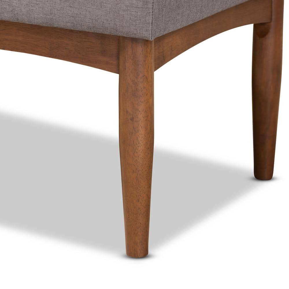 Sanford Wood Dining Ottoman Gray/Walnut Brown - Baxton Studio: Padded Fabric, Tufted Design, Angled Legs
