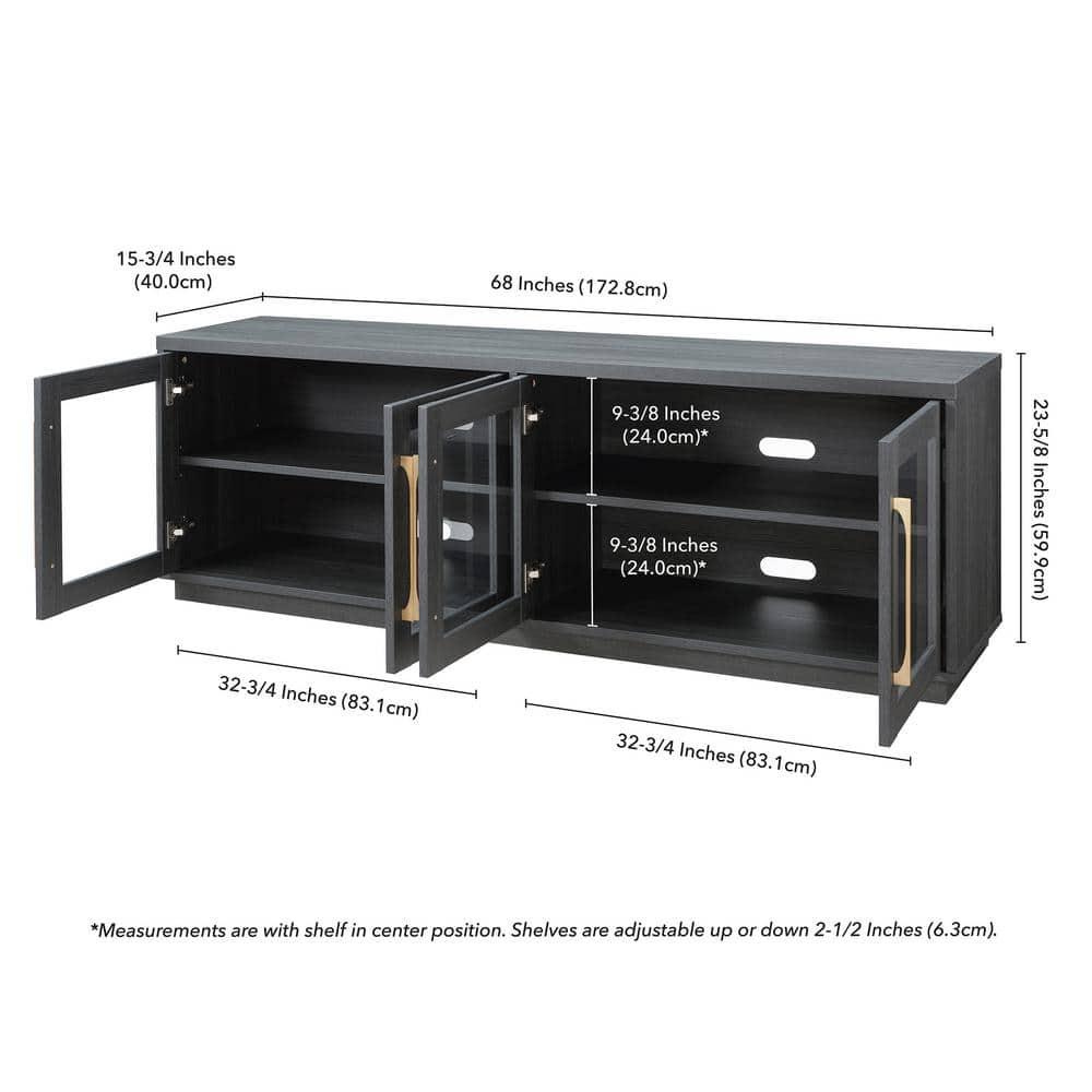Evelyn&Zoe Donovan Rectangular TV Stand for TV's up to 75", Charcoal Gray