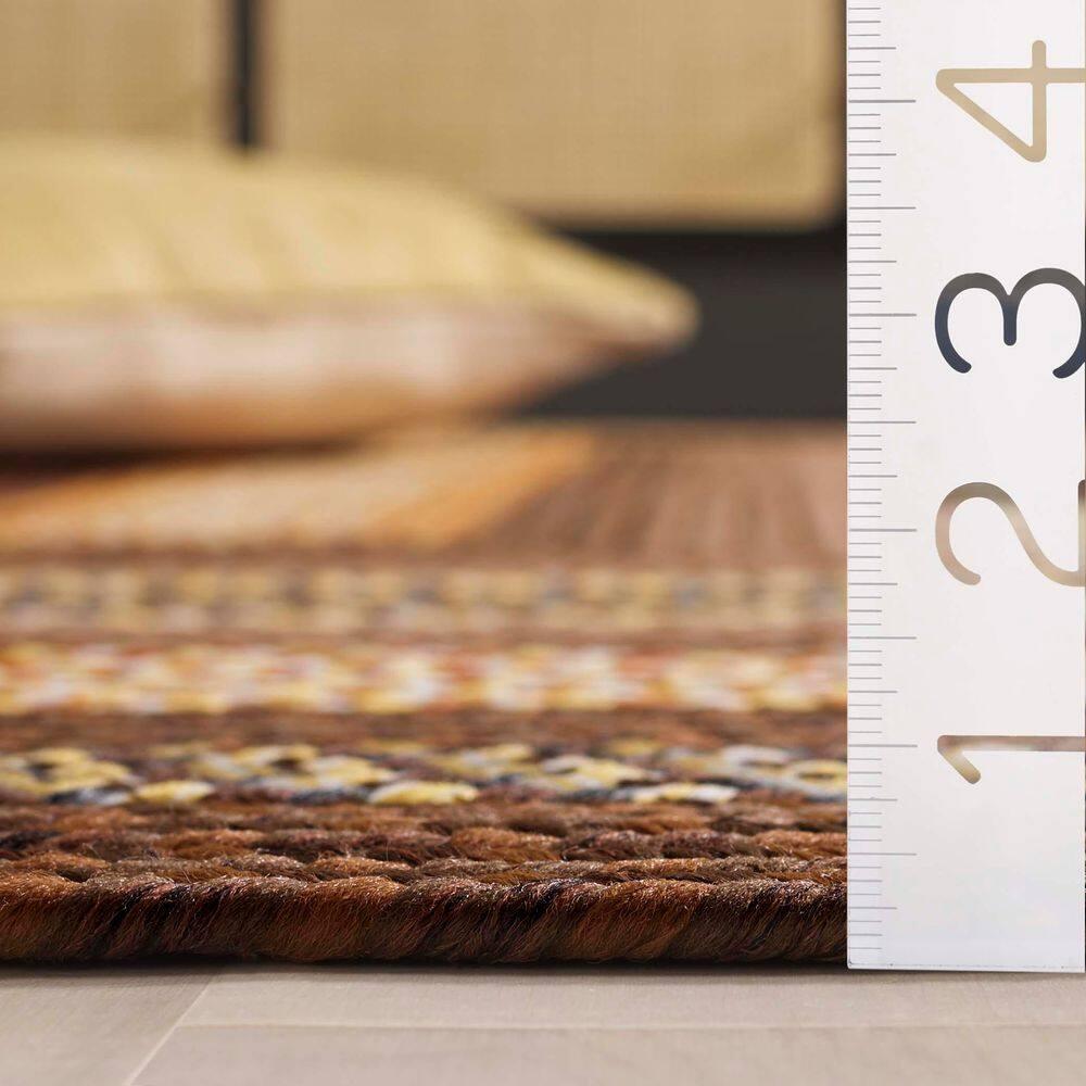 SAFAVIEH Braided Angel Bordered Machine Washable Reversible Area Rug, Brown/Light Brown, 2' x 3'