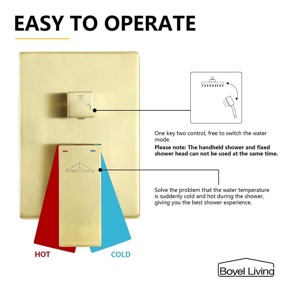 CASAINC 10'' Wall Mounted Shower System with Handheld Sprayer, Brushed Gold