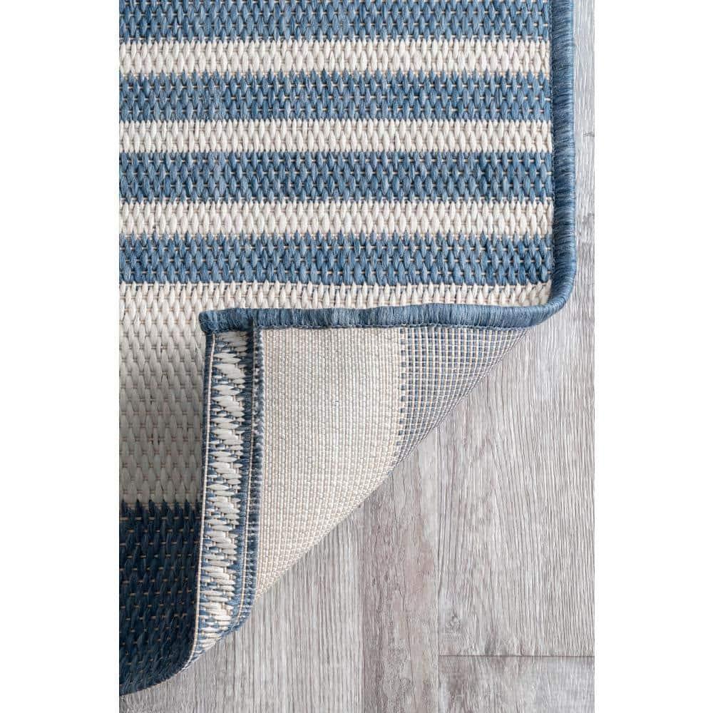 Nuloom Robin Striped 10x13 Indoor/Outdoor Area Rug for Living Room Patio Deck Front Porch Kitchen, Blue/Ivory