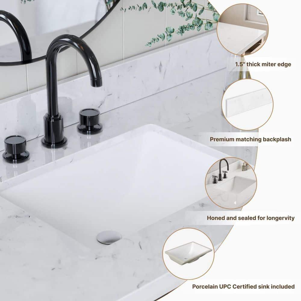 Tidworth 30.25'' Single Bathroom Vanity with Carrara Quartz Top