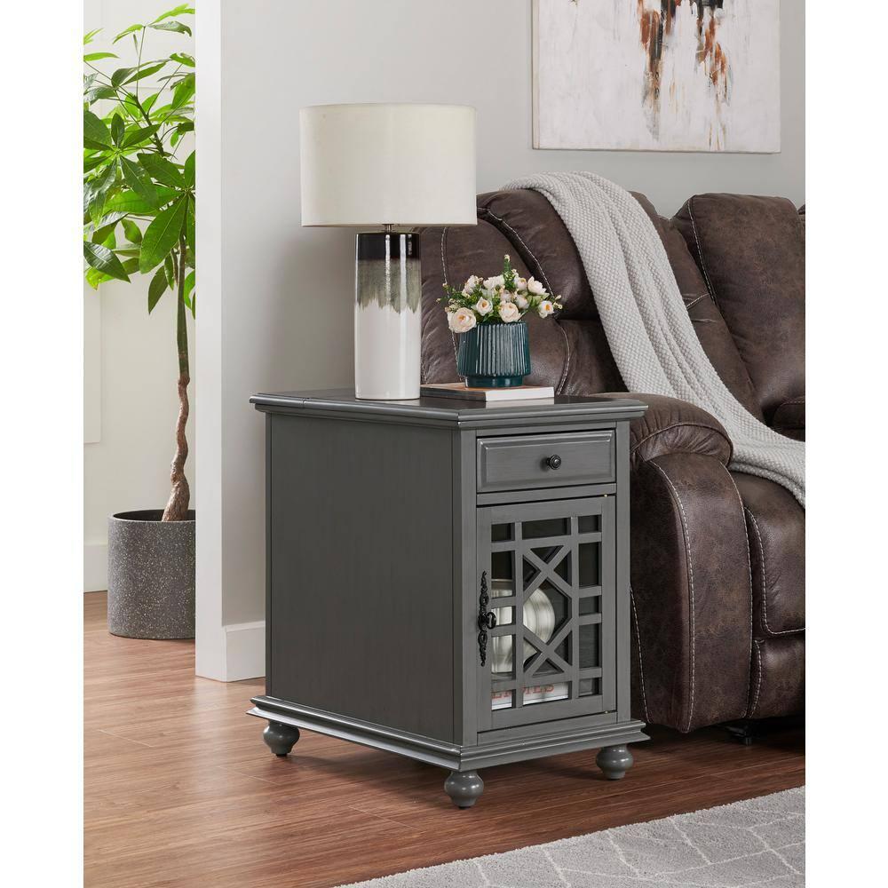 Martin Svensson Home Gray Elegant Chairside Table with Power