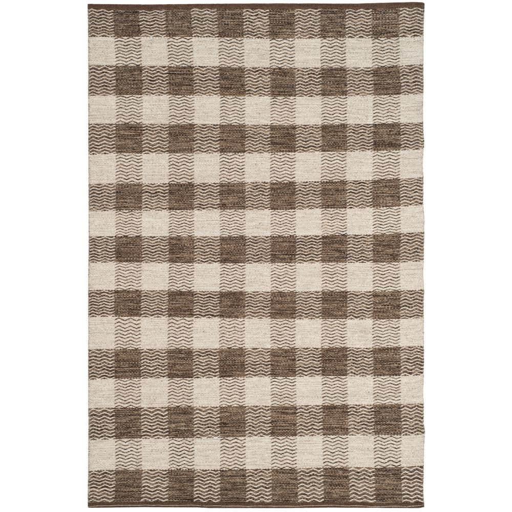 Kilim KLM351 Hand Woven Area Rug - Light Grey/Brown - 5'x8' - Safavieh