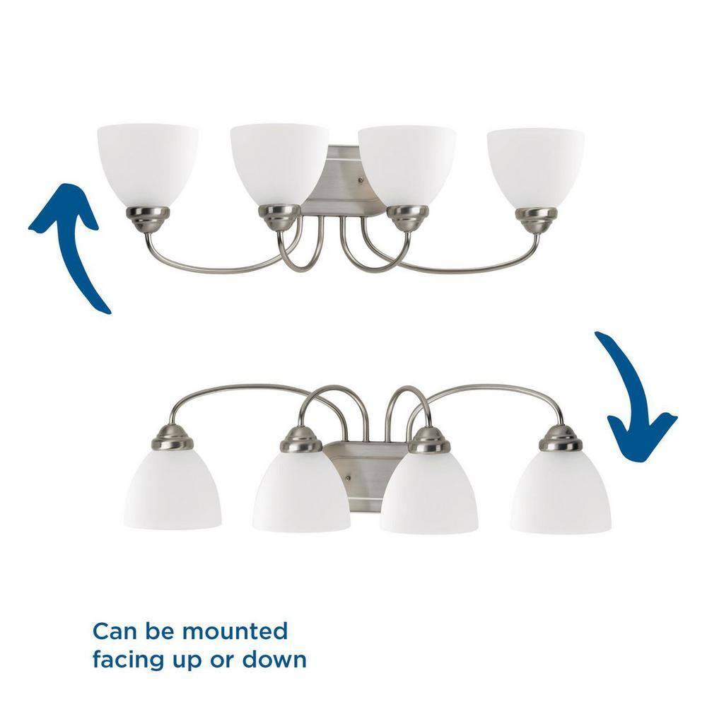 Progress Lighting Heart 4-Light Bath Bracket, Brushed Nickel, Etched Glass Shades