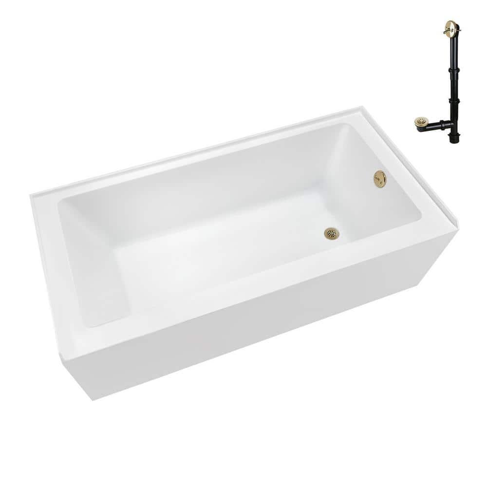 Streamline Bath Streamline 60 in. x 32 in. Acrylic Right-Hand Drain Alcove Bathtub in Glossy White With External Drain NAL-5580-PBR