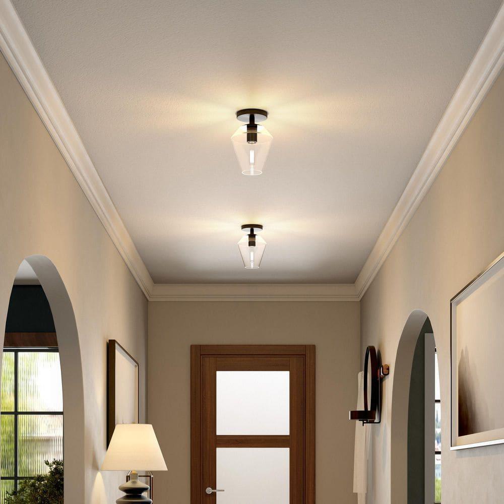 Evelyn&Zoe 7" Black Semi Flush Mount