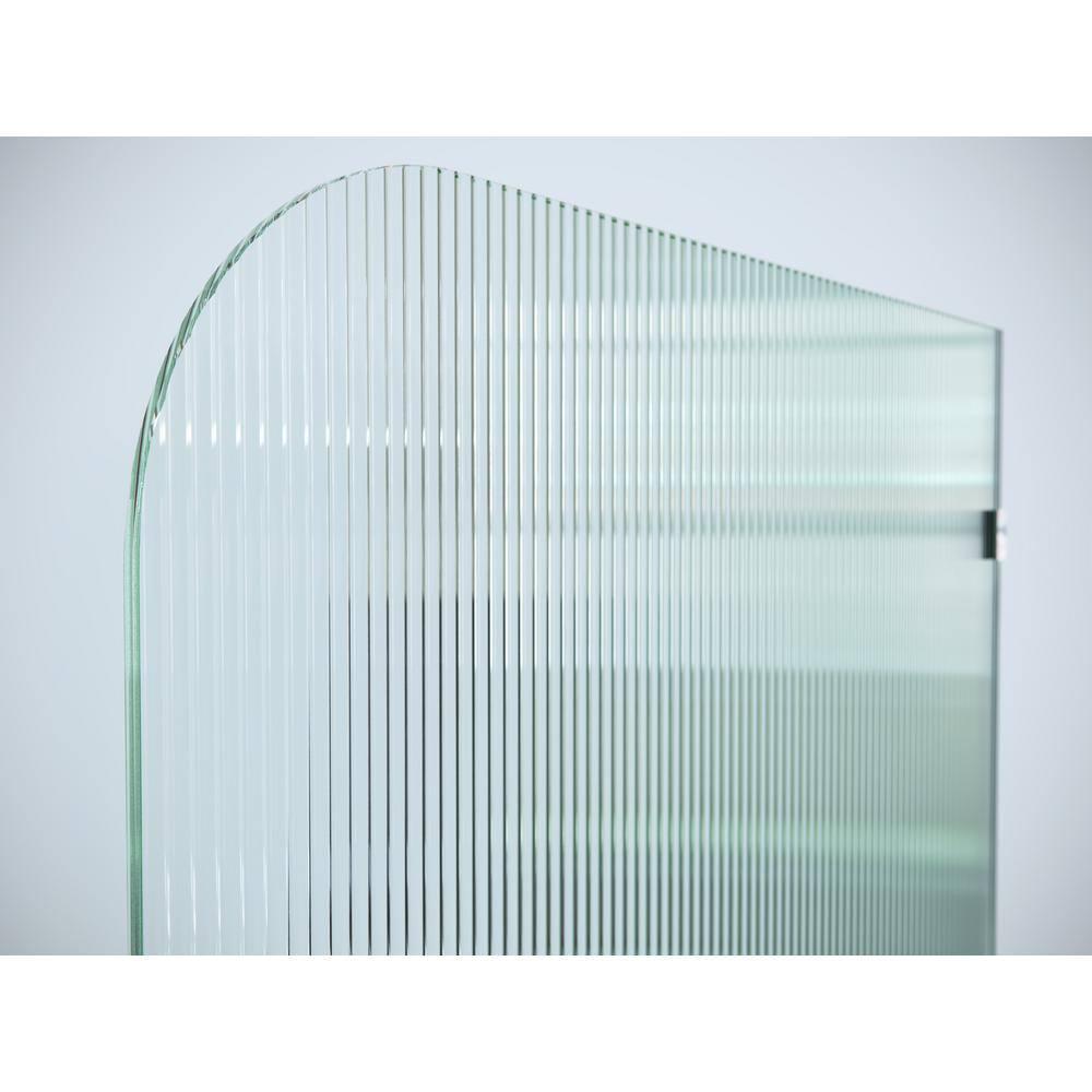 Glass Warehouse  32" x 78" Frameless Shower Door - Single Fixed Panel Fluted Frosted Radius Brushed Nickel 32 Inch - Right Nickel Finish