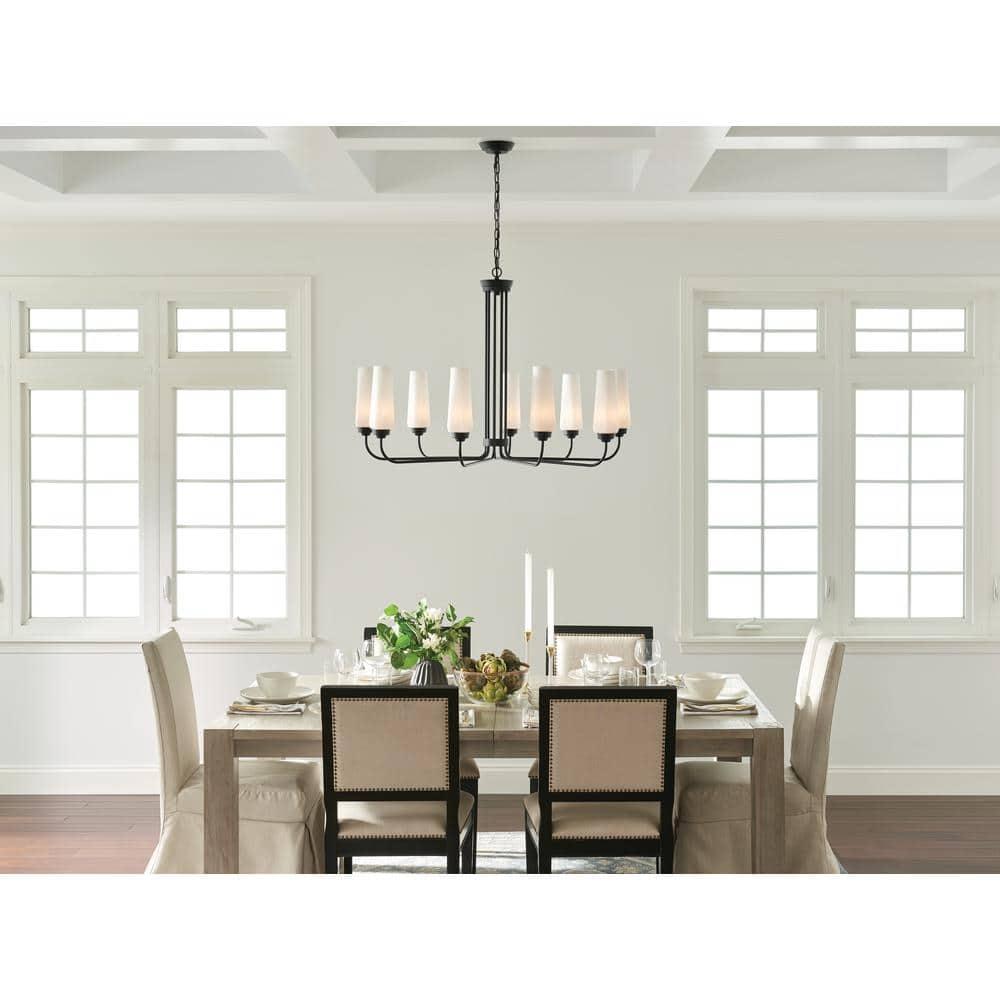 52481BK-Kichler Lighting-Truby - 9 Light Large Chandelier In Art Deco Style-26 Inches Tall-Black Finish    -Traditional Installation