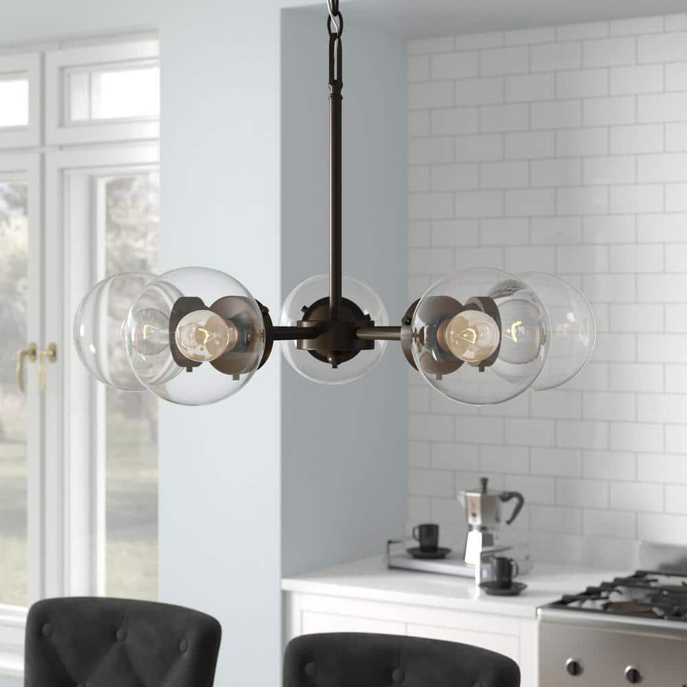 95985-ORB Knoll - Five Light Chandelier, Oil Rubbed Finish with Clear Glass