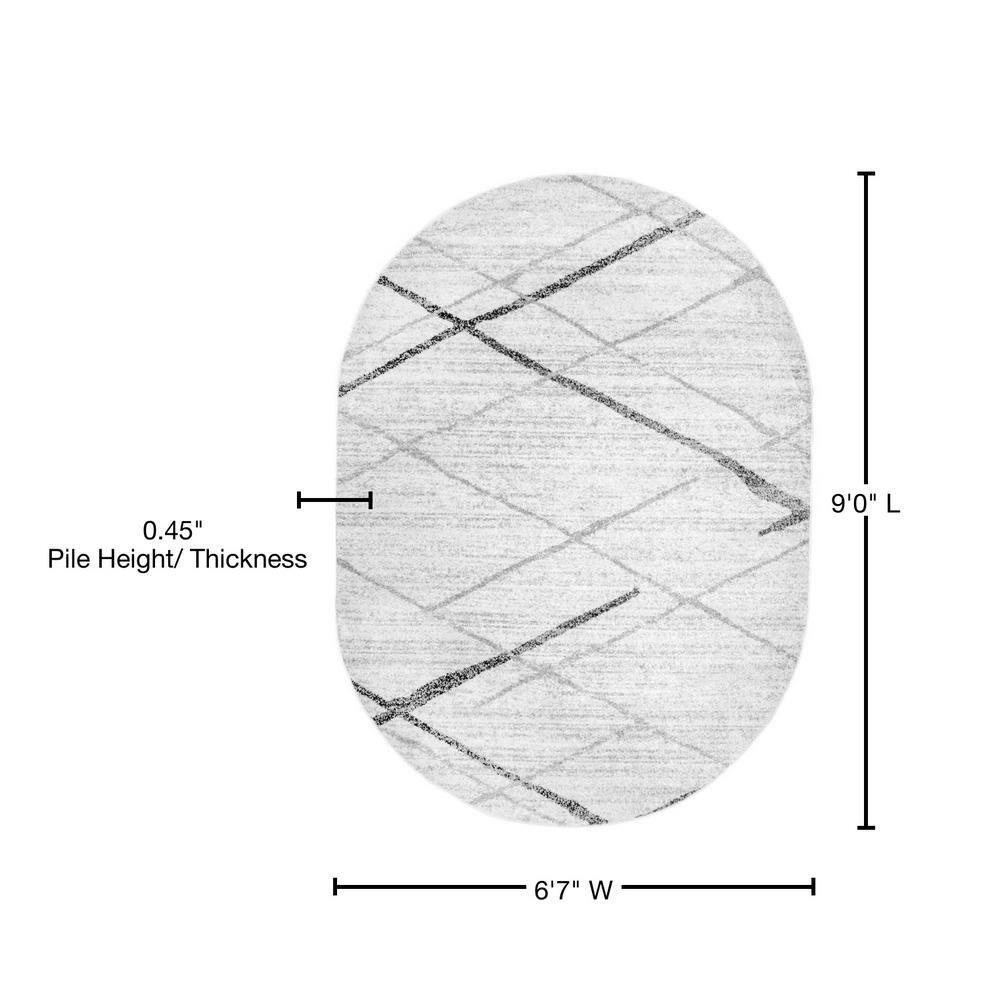 Gray Oval Reversible Stain-Resistant Synthetic Area Rug