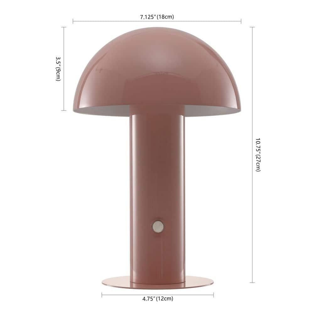 JONATHAN Y JYL7115F Boletus 10.75" Contemporary Bohemian Rechargeable/Cordless Iron Integrated Portable LED Mushroom Table Lamp, Modern, Coastal for living room, dinning room, bedroom, Pink