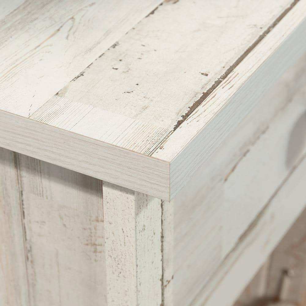 River Ranch Nightstand with Drawer White Plank - Sauder: Farmhouse Style Bedside Table with Open Shelf
