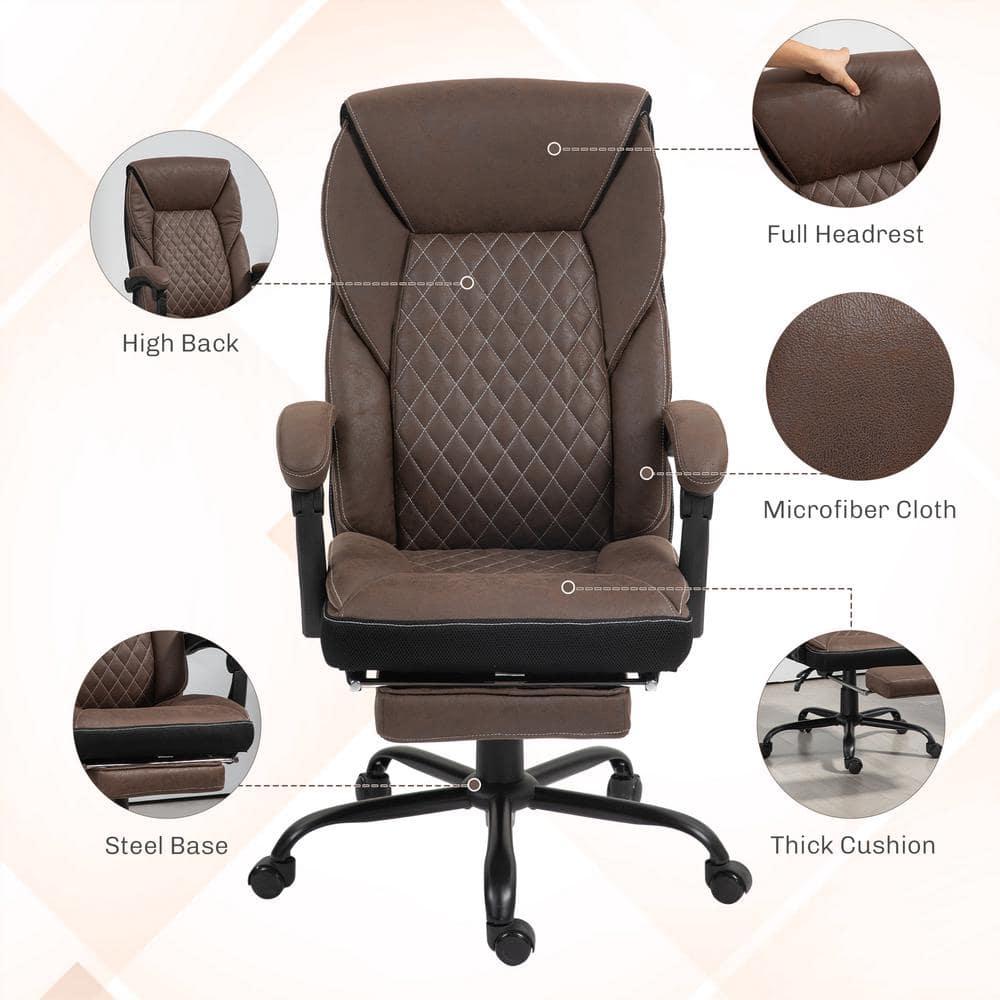 HOMCOM Executive Office Chair with Footrest, High Back Desk Chair, Reclining Swivel Chair, Height Adjustable, Dark Brown