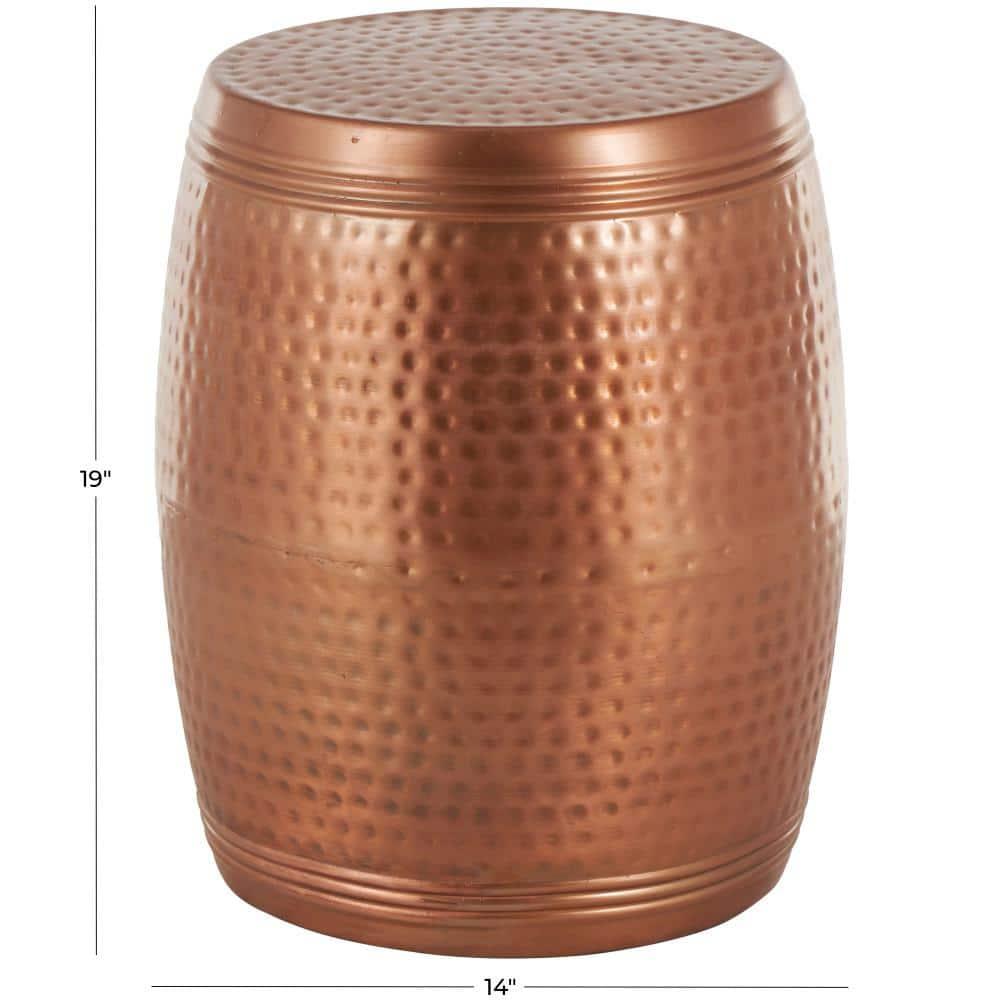 Metal Drum Copper Colored Accent Table - Olivia & May: Hammered Aluminum, Indoor Use, Fully Assembled