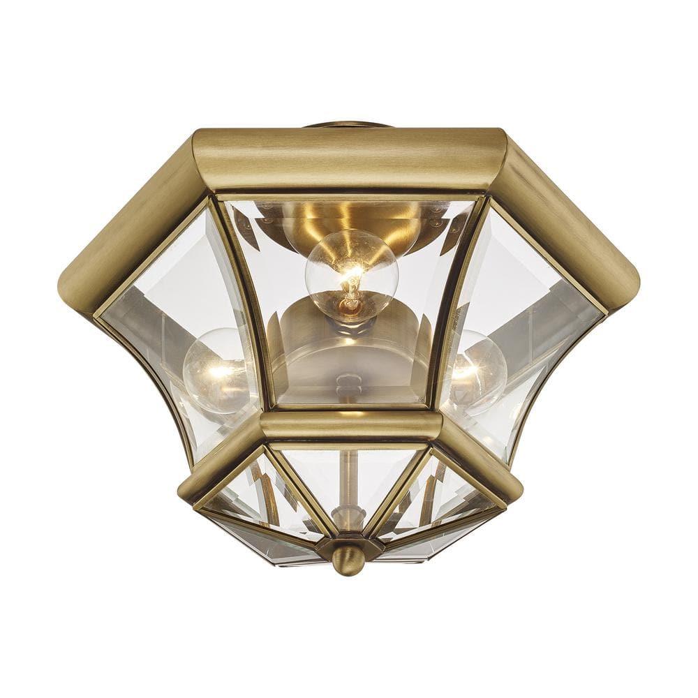 Livex Lighting Monterey 3 - Light Flush Mount in  Antique Brass