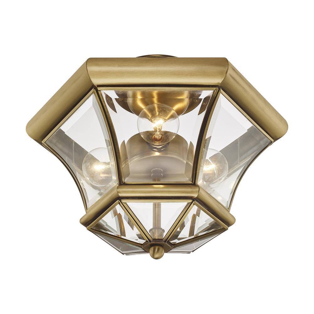 Livex Lighting Monterey 3 - Light Flush Mount in  Antique Brass