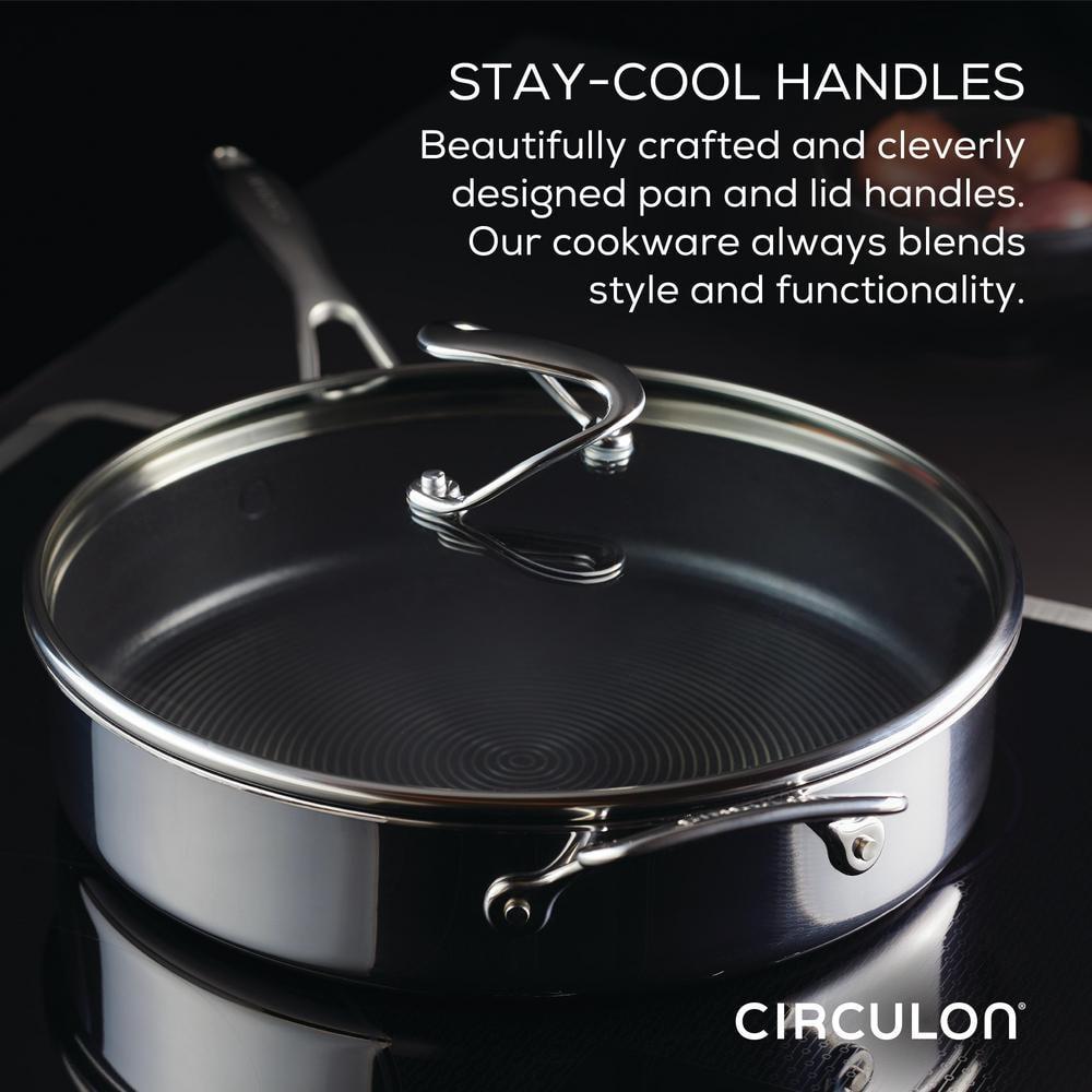 Circulon Circulon Clad Stainless Steel Cookware and Utensil Set with Hybrid SteelShield Nonstick, 12-Piece