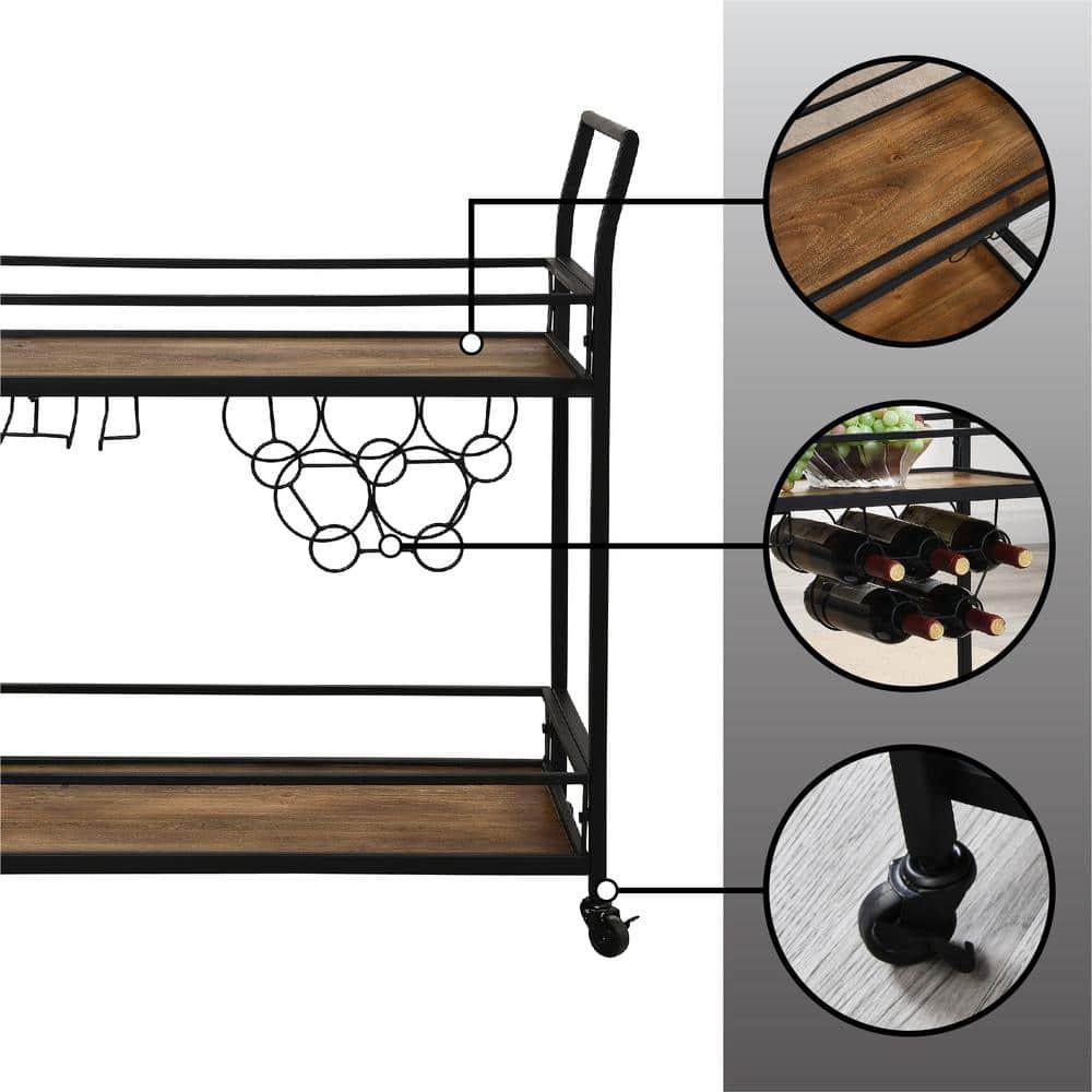 FirsTime & Co. Black Gardner Bar Cart, Industrial, Metal, 29.75 x 12.25 x 32.25 in