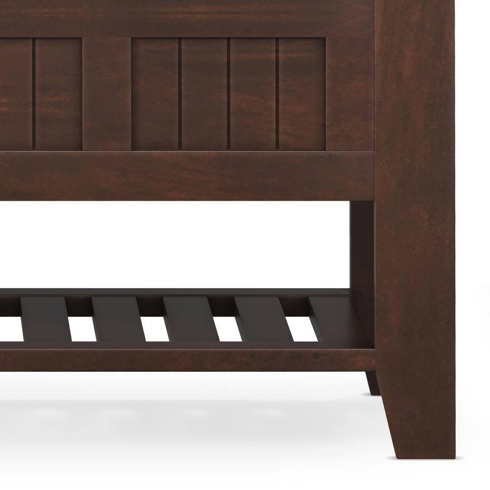 Brunette Brown Wooden Entryway Storage Bench with Shelf