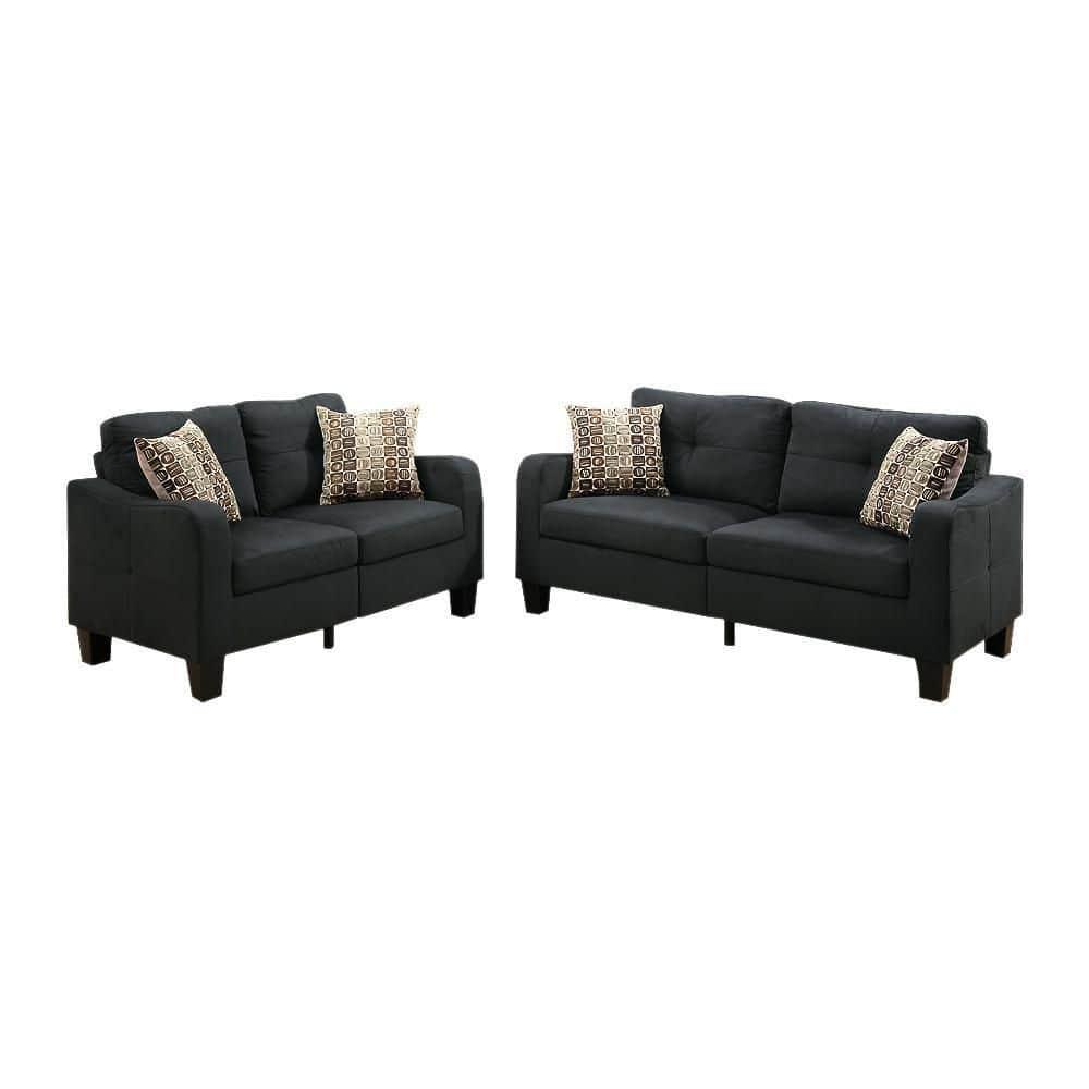 Benjara Polyfiber 2 Pieces Sofa Set With Accent Pillows Dark Gray-Color:Gray