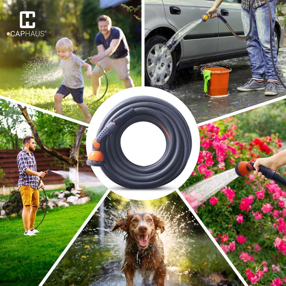 100 ft Gray and Orange Vinyl Garden Hose with Brass Fittings