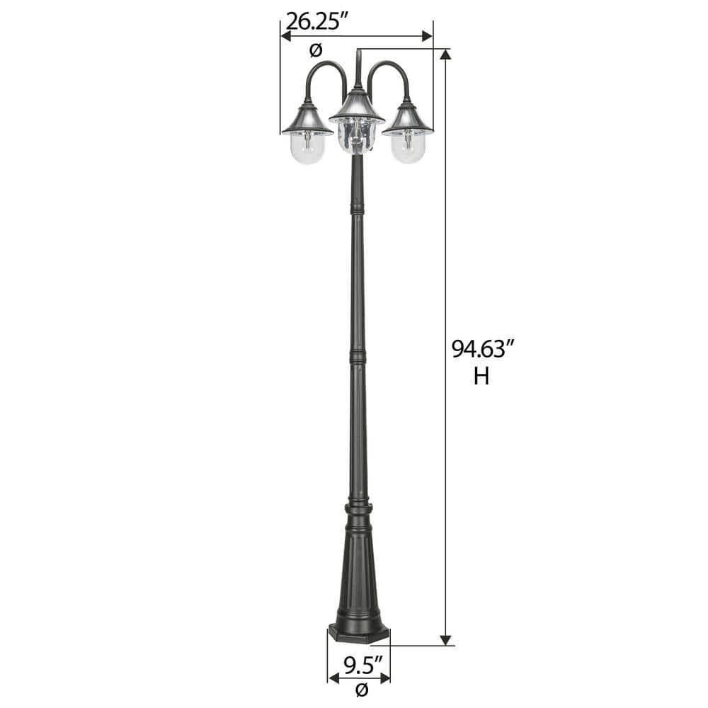 Orion Triple Head Lamp Post - Black