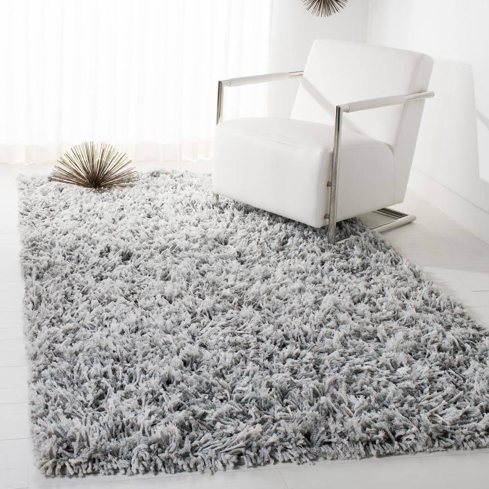 Rio Shag SG960 Hand Loomed Indoor Area Rug - Grey/Ivory - 5'x8' - Safavieh