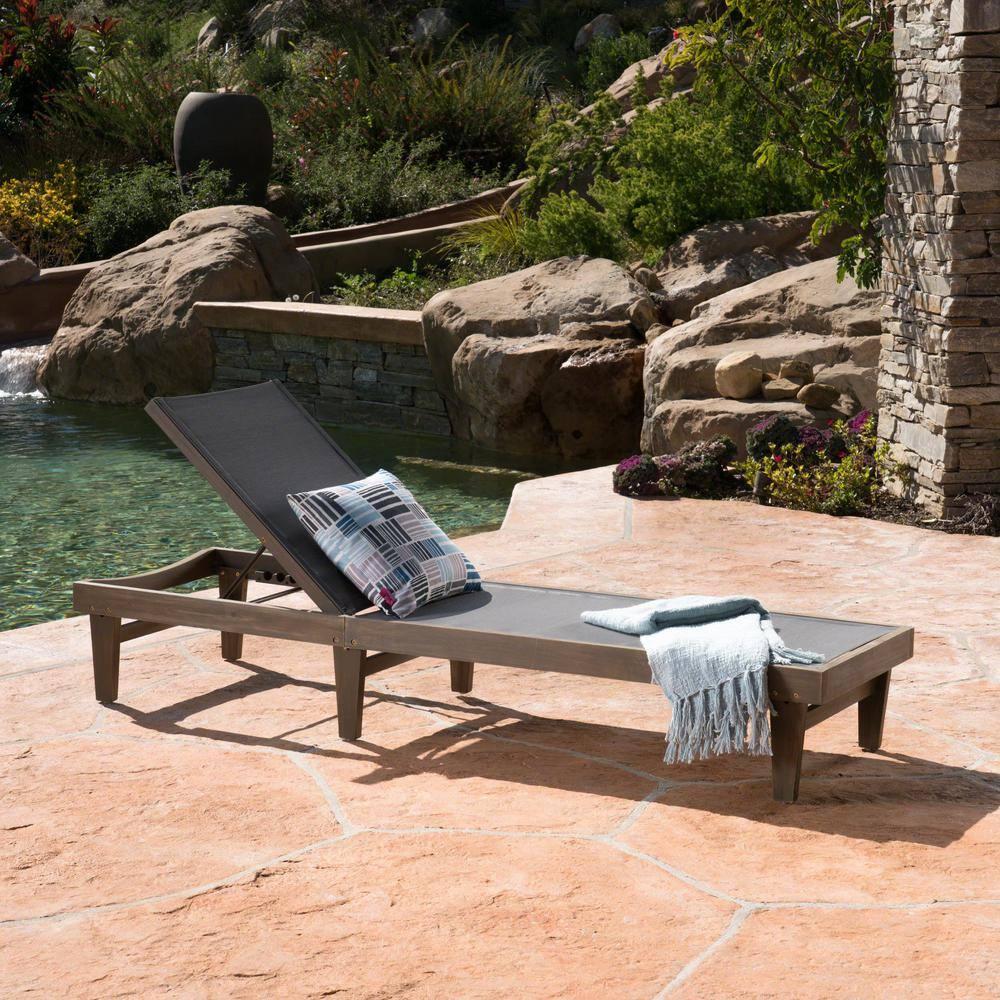Gracie Oaks Outdoor Patio Chaise Lounge with Cushion