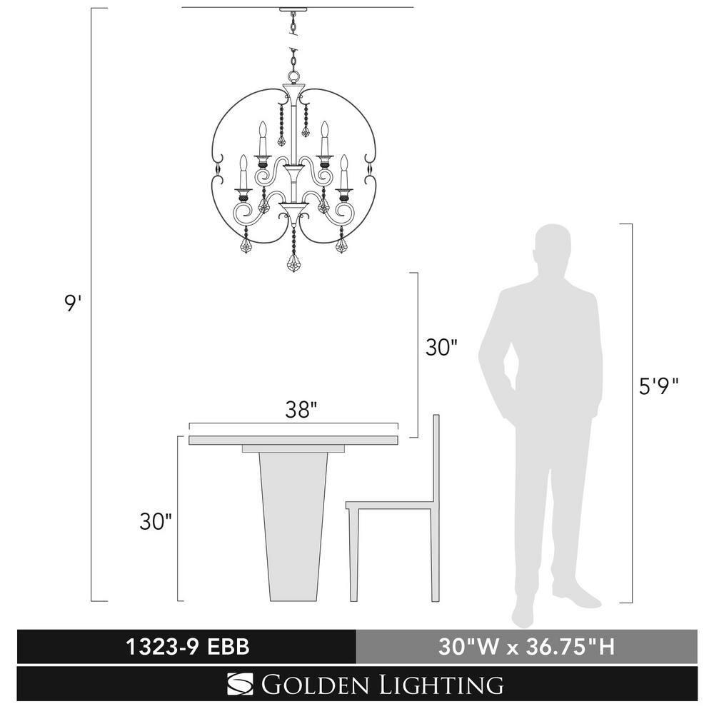 Ella 2 Tier - 9 Light Chandelier in Brushed Etruscan Bronze