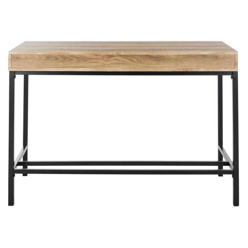 SAFAVIEH Patrick Mid-Century 2 Drawer Desk, Oak/Black