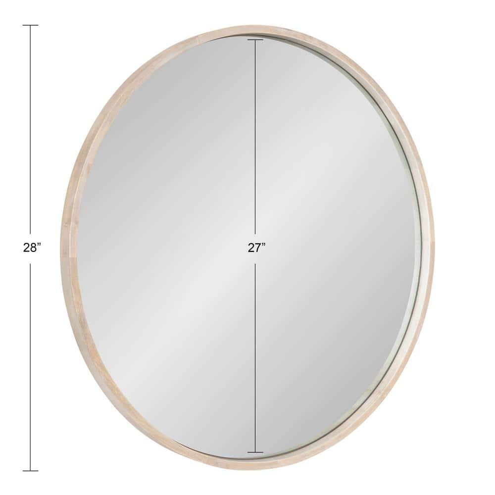 Kate and Laurel Valenti Farmhouse Round Wall Mirror, 28 inch Diameter, White, Decorative Circle Mirror