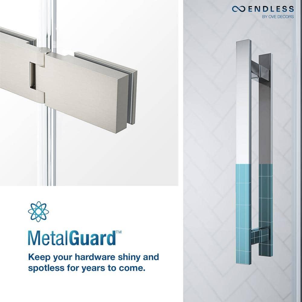 Endless Tampa 60" W x 72" H Corner Frameless Shower Kit, Door, 2 Panel, Base