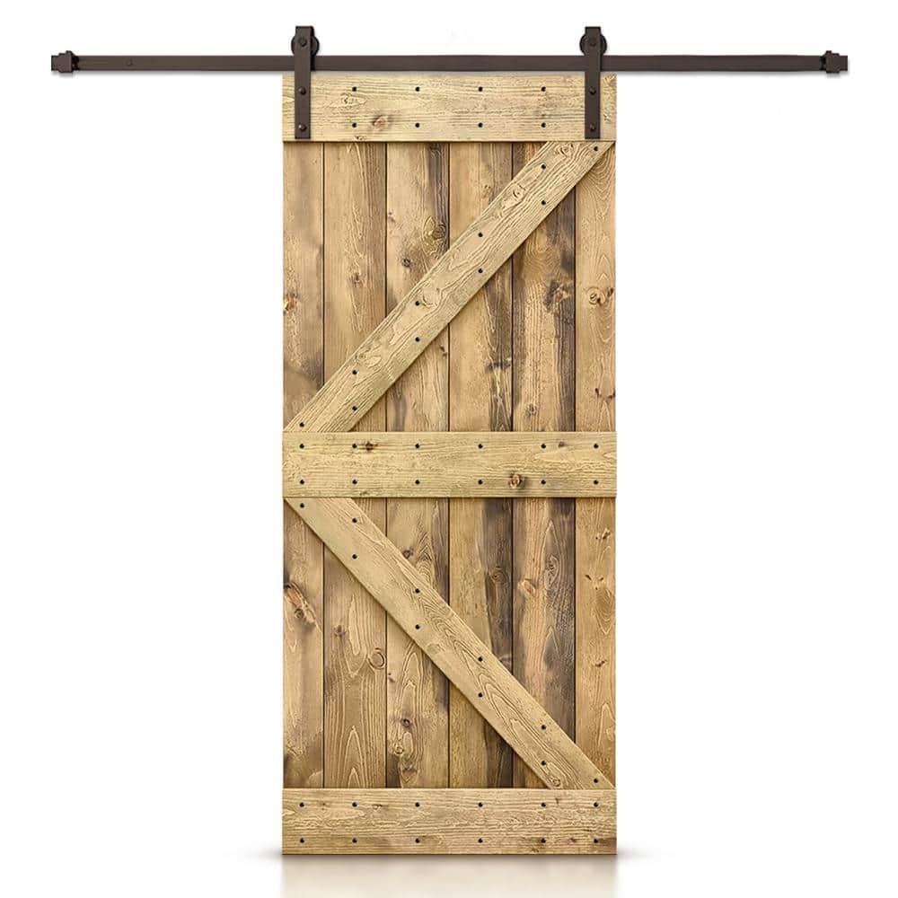 TMS 84'' Solid Wood Paneled Painted with Installation Hardware Kit Barn Door