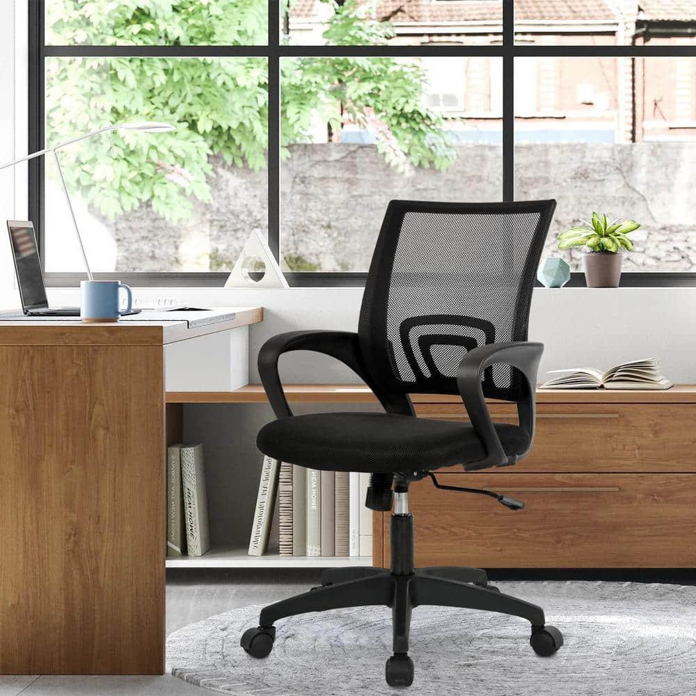 Henry Mesh Cushioned Ergonomic Desk Chair in Black With Non-Adjustable Arms