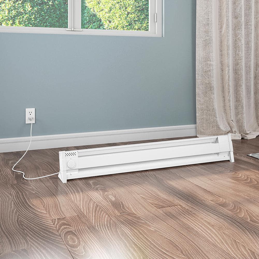 Cadet 49 in. Plug-in Portable Electric Baseboard Heater, White,120V w/6ft cord, 175 sq. ft.