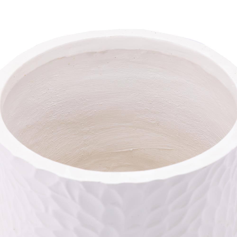 LuxenHome White MgO Floral Round Planter