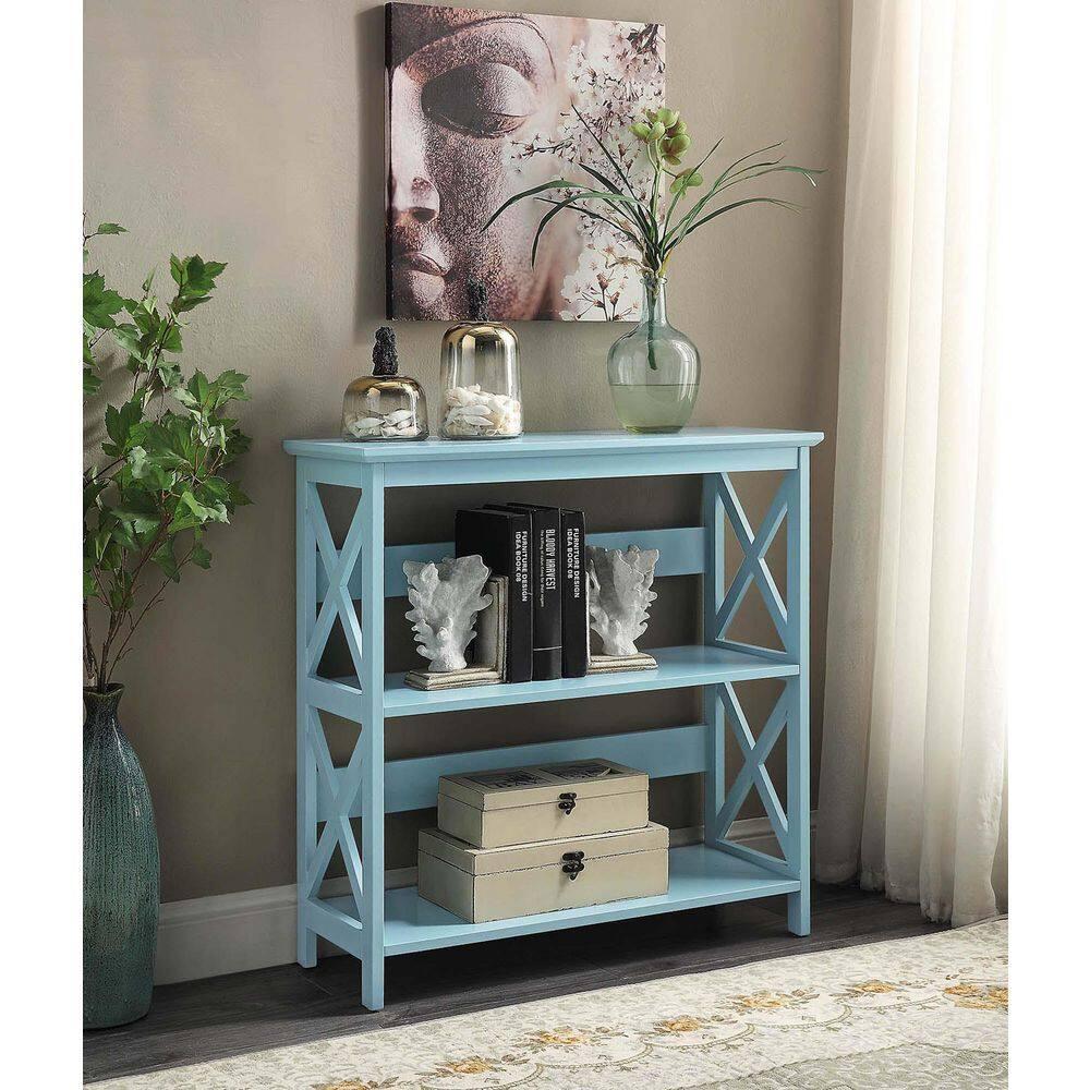 Convenience Concepts Oxford Three-Tier Bookcase in Mint Green Wood Finish