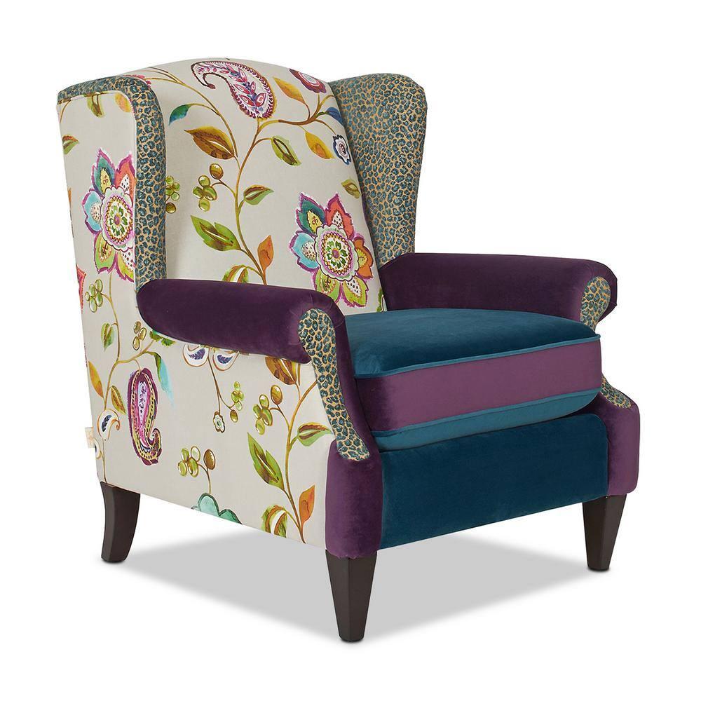 Anya Wingback Accent Arm Chair Multicolored Floral
