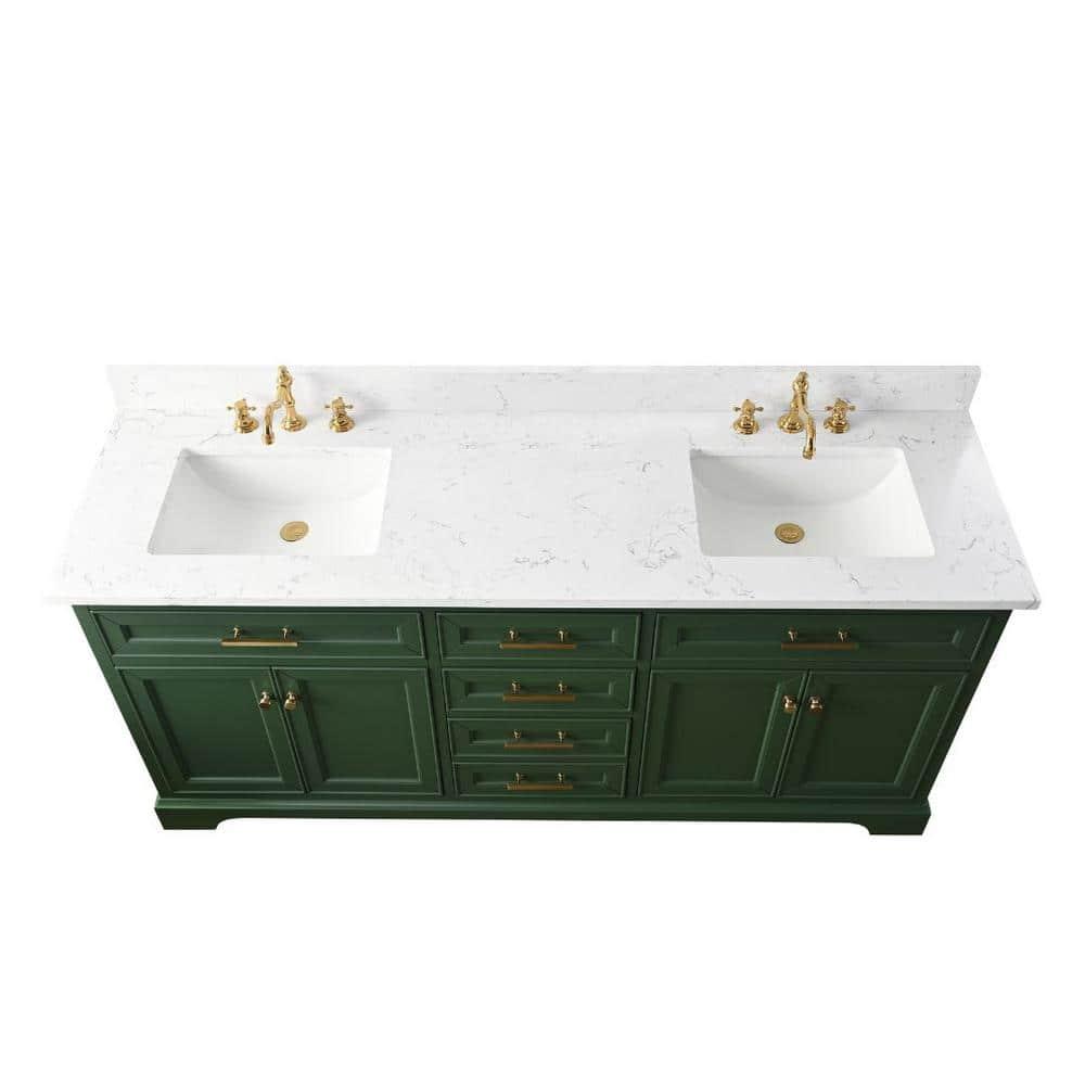 Zaviera 72'' Free-standing Double Bathroom Vanity with Engineered Stone Vanity Top