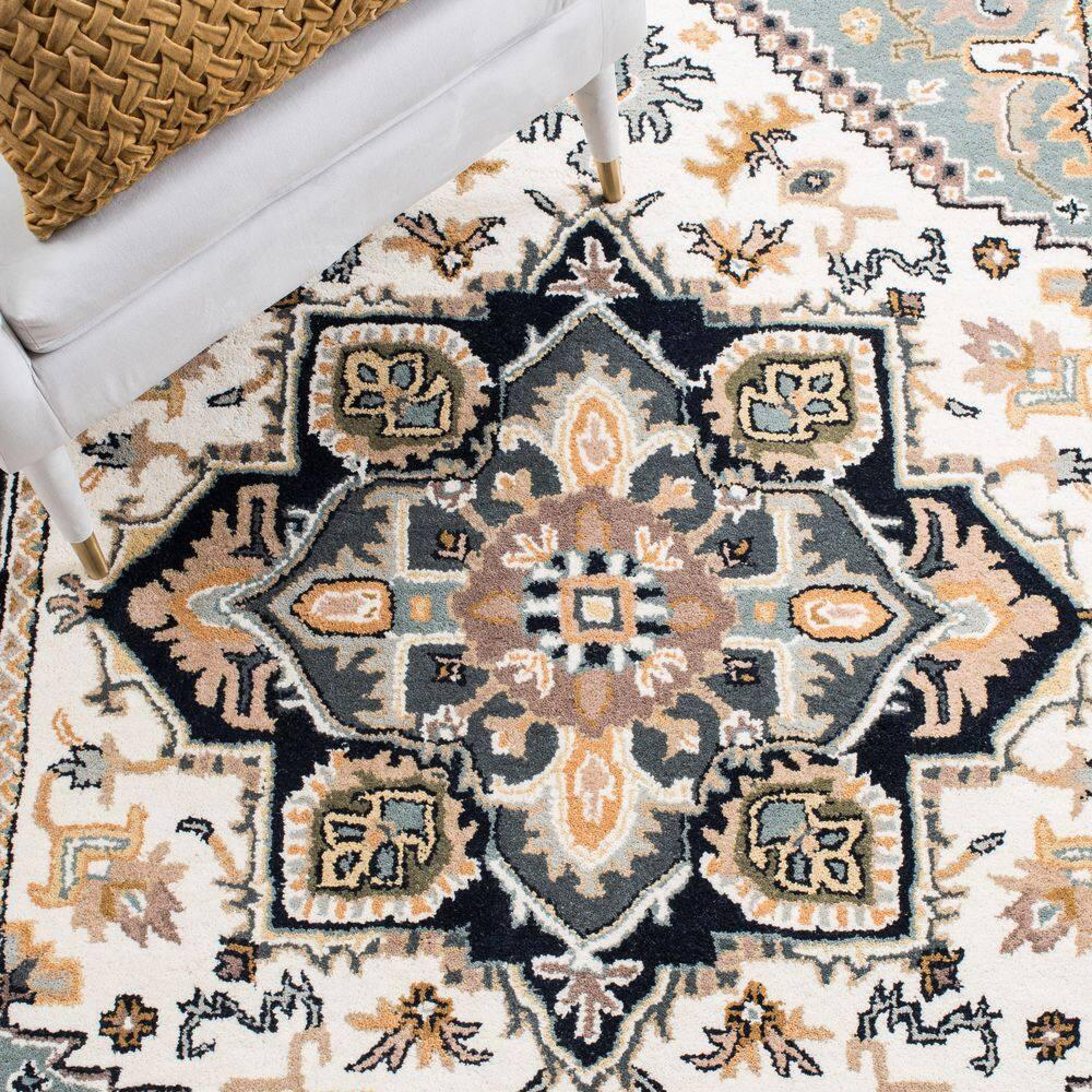 Heritage HG625 Handmade Area Rug - 8'x8' - Grey/Green - Safavieh