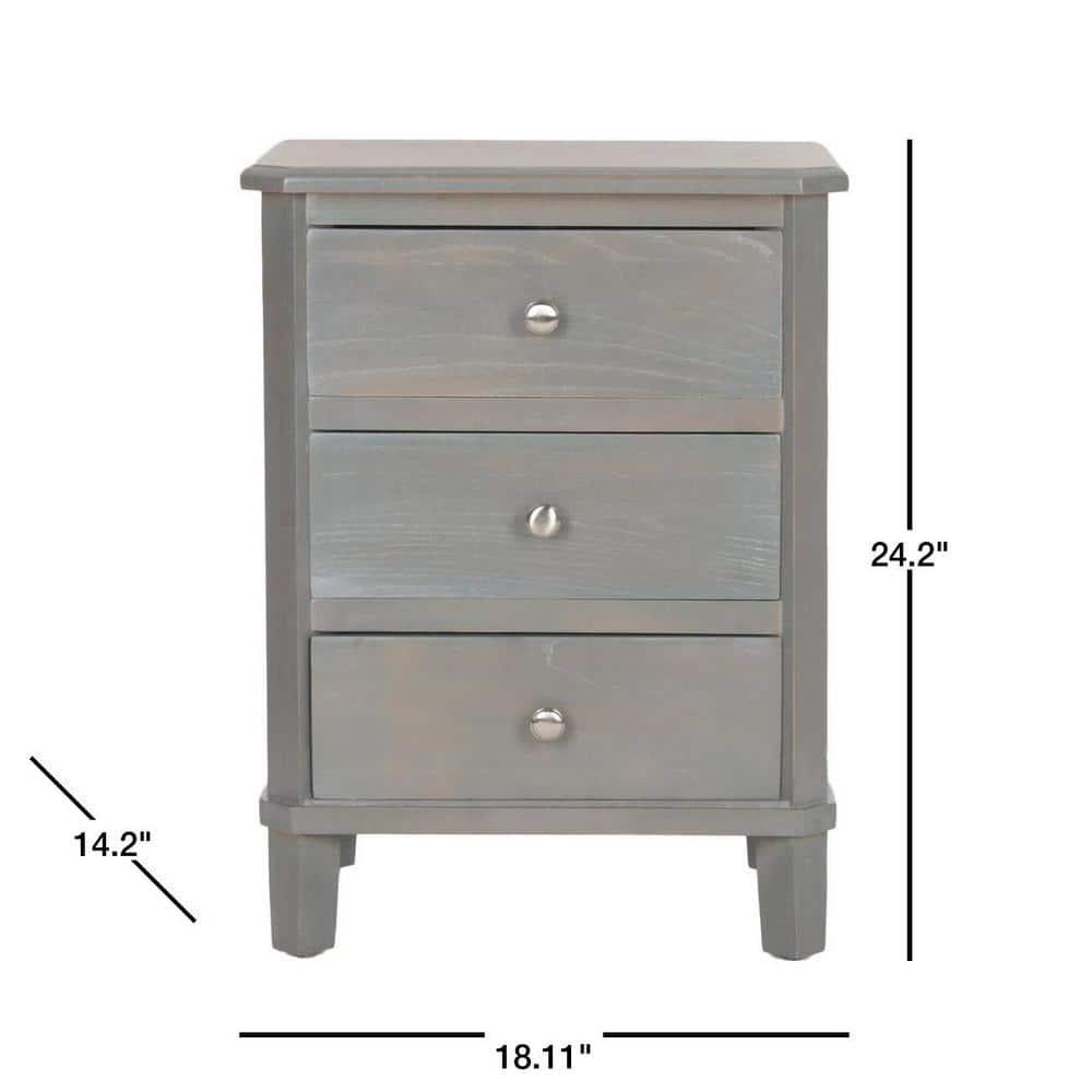Joe Nightstand with Storage Drawers - Ash Grey - Safavieh.