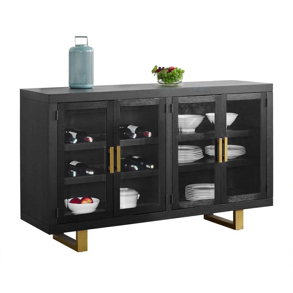 Steve Silver Yves Rubbed Charcoal Black Wood Server