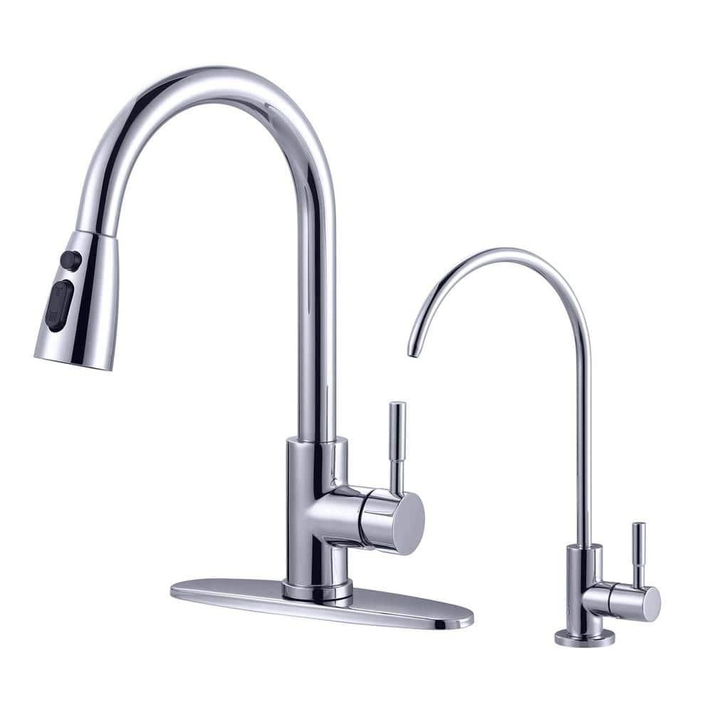 ARCORA ARCORA Stainless Steel Pull-Down Kitchen Faucet and Water Filter Faucet Combo AR7100301C-L